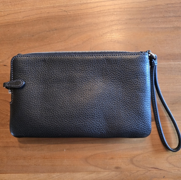 Coach Like New CF447 Contrast Double Zip Wallet Wristlet Chalk White & Black - Picture 3 of 12